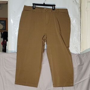 Cropped Khaki‎ Pants High Waist Career Casual Trousers Size 20W